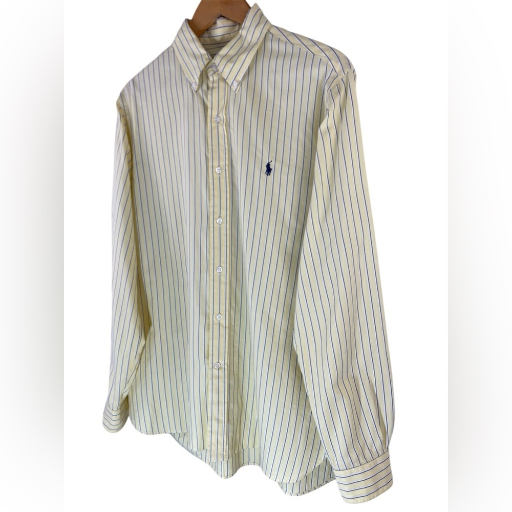Ralph Lauren Yellow Striped Dress Shirt Men’s 16 (40-41) Classic Fit - Picture 4 of 7